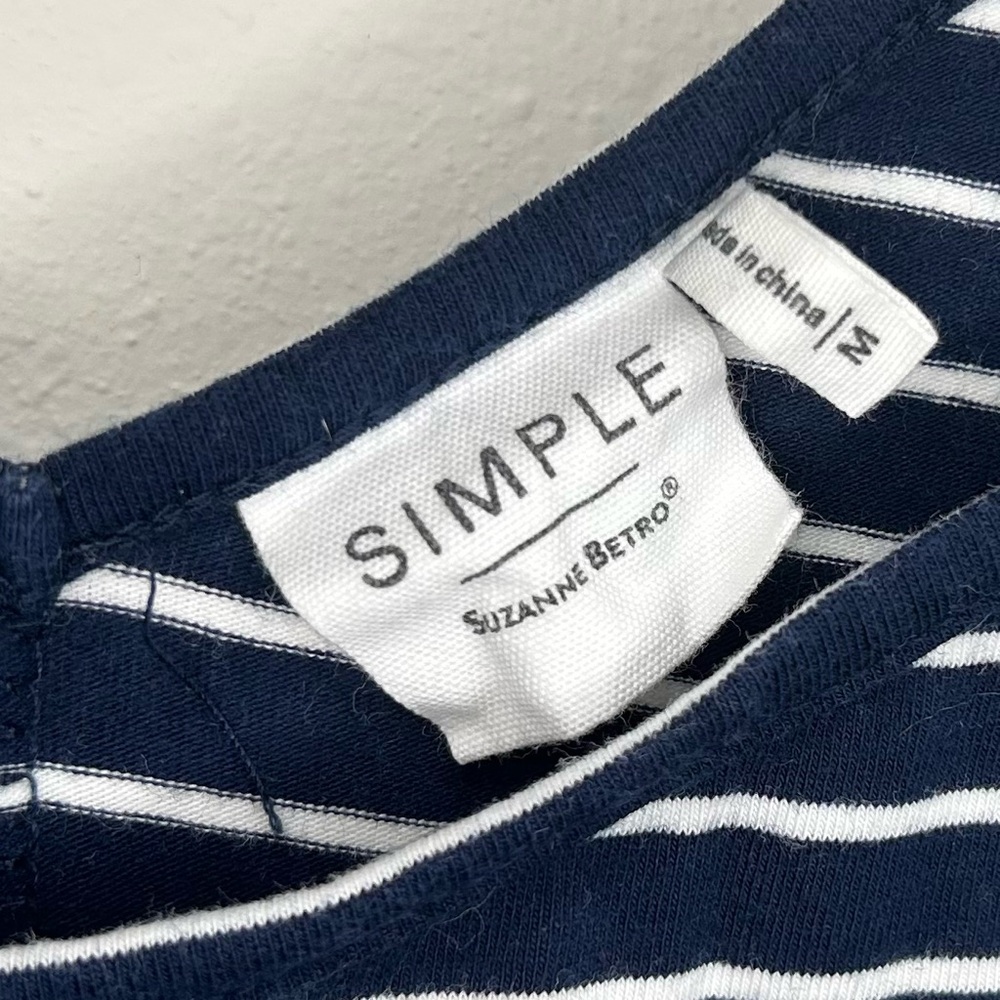 Simple Suzanne Betro Size M Navy & White Striped Romper with Pockets - Picture 4 of 9